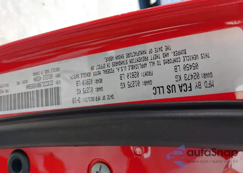 2019 Dodge Challenger Srt Hellcat Redeye z USA, uszkodzony, nr VIN 2C3CDZL98KH595800